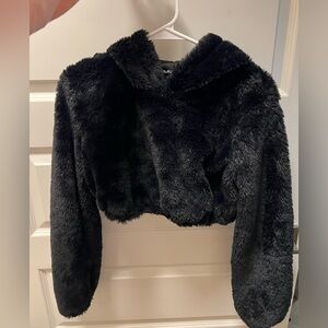 Akira Black Fur Cropped Ribbon Hoodie - Used - Great Condition